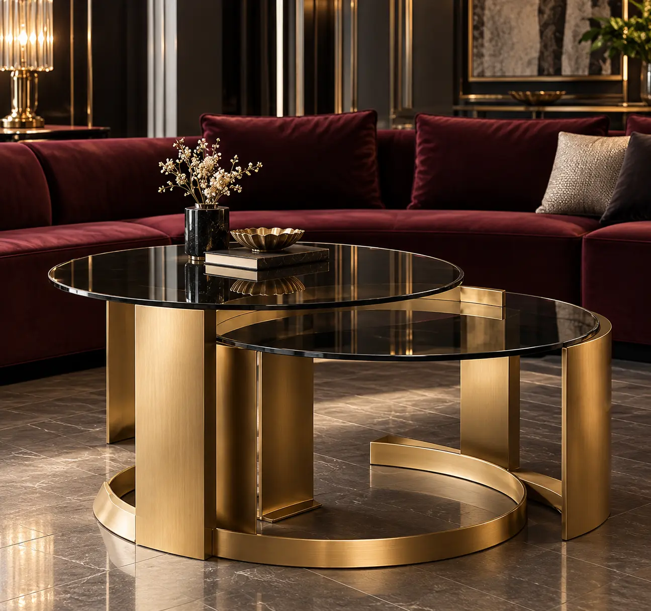 Gold & Glass Nesting Tables