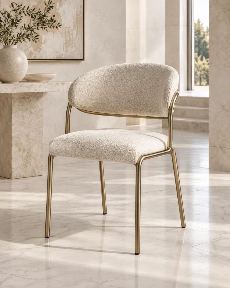 Ivory Boucle Armchair