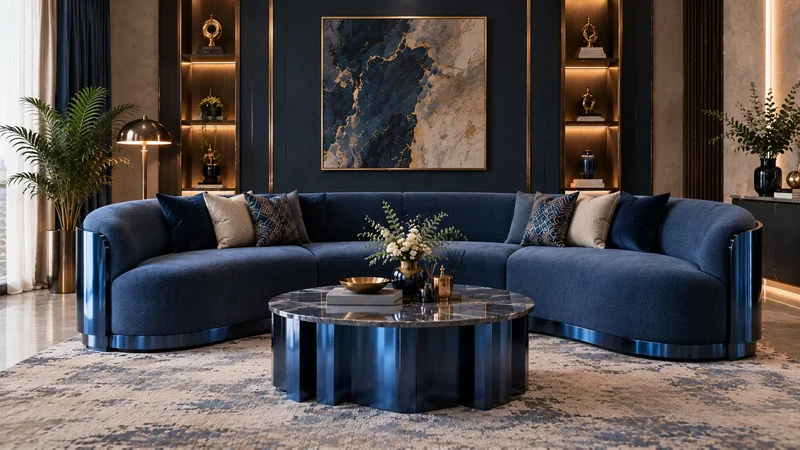 Curved Signature Sofa — Navy