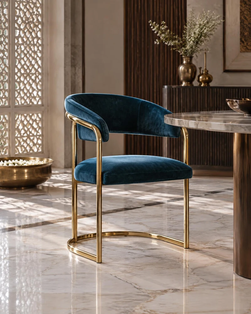 Cobalt Velvet Armchair