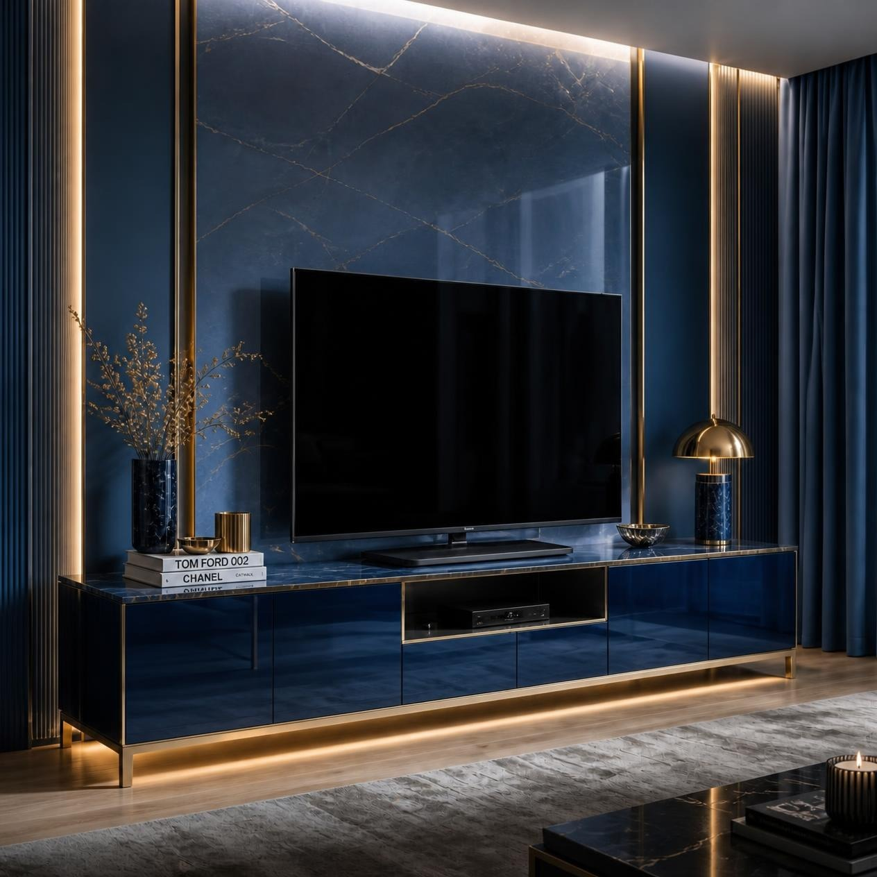 Sapphire Marble Media Console