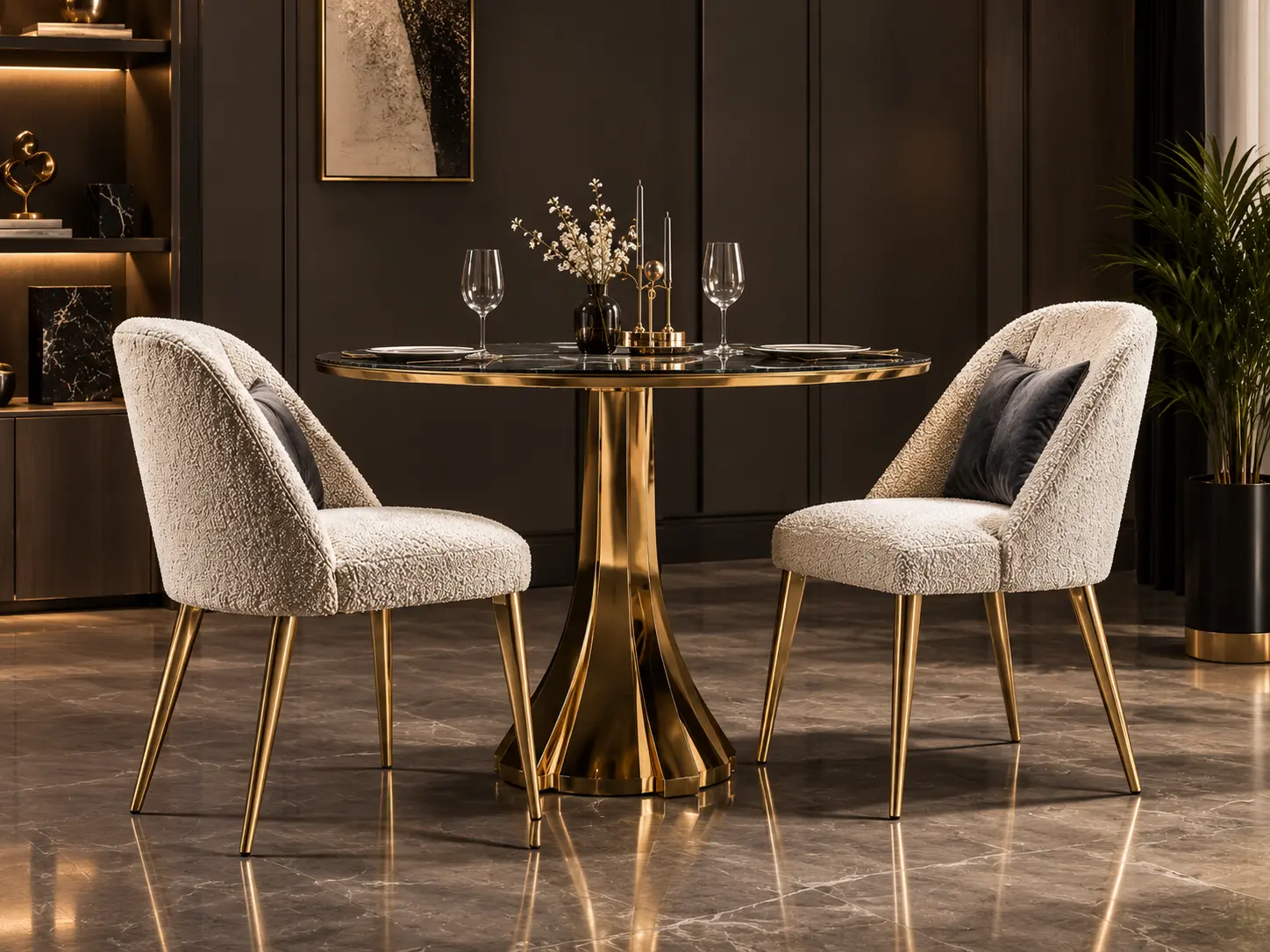 Gold Round Dining Set