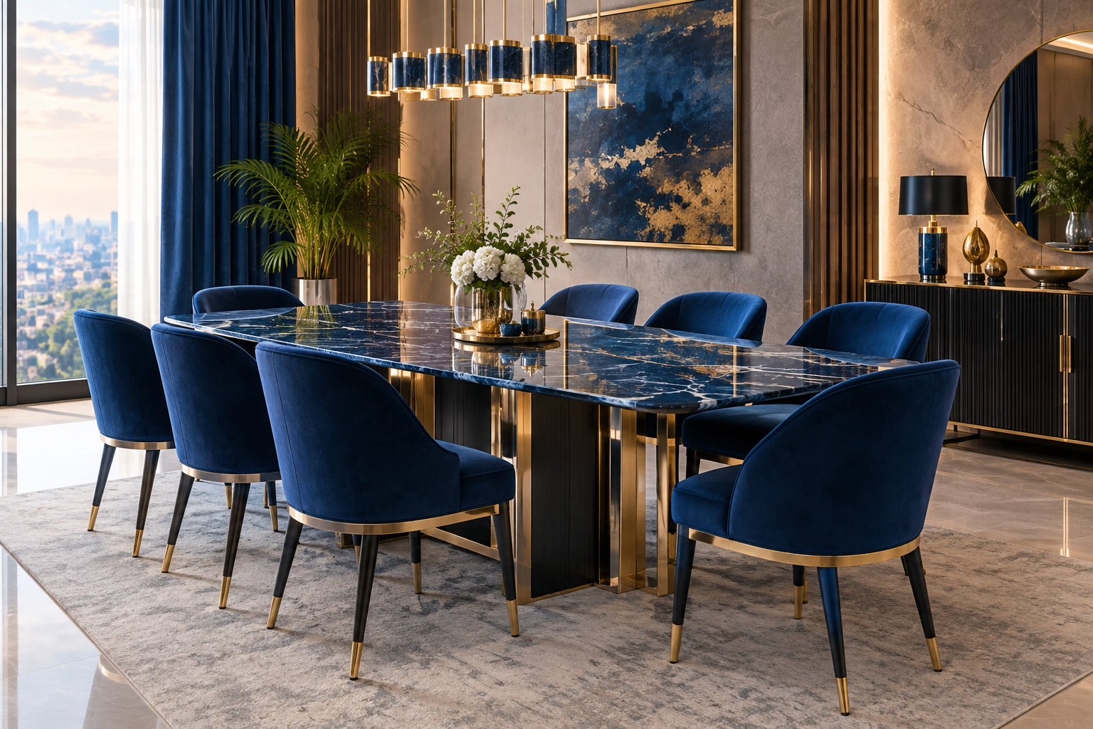 Azure Marble Dining Table
